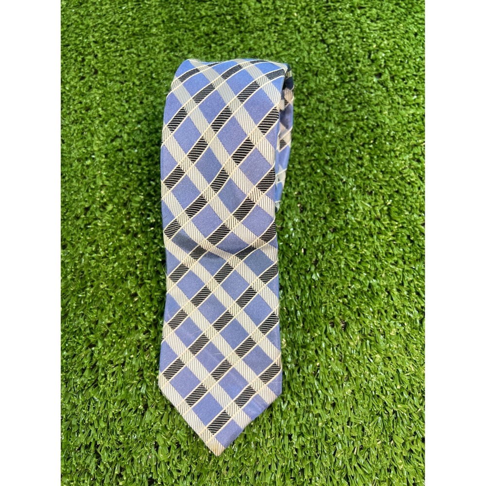 Atlas Designs Geometric Mens Necktie Blue Diamond Pattern‎ Formal Silk Tie